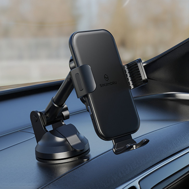 신지모루 오그랩엑스 송풍구형 + 흡착형 차랑용 15W 고속 무선충전 핸드폰 거치대, 블랙
