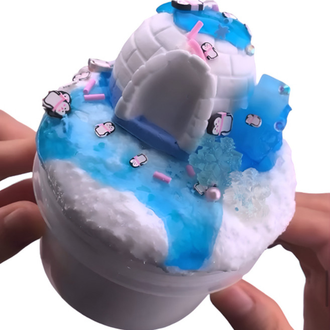 에밀리슬라임 펭글루 눈꽃 슬라임, 화이트앤블루, 320g, 1개