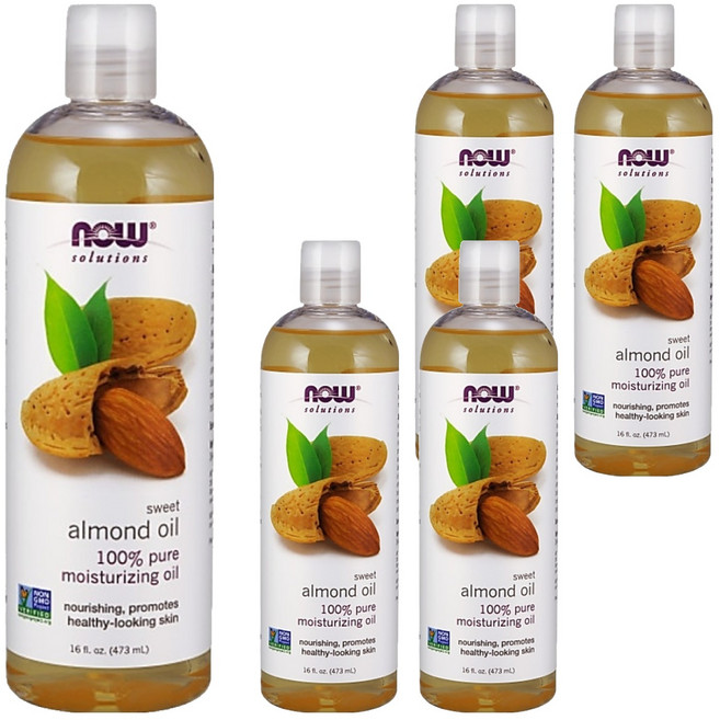 NOW Foods 純甜杏仁保濕油/基底油, 473ml, 5瓶