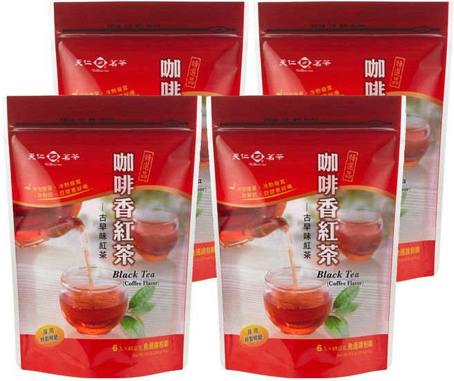 天仁茗茶 咖啡香紅茶 古早味紅茶, 45g, 6包, 4袋