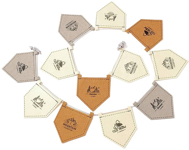 Chill Outdoor 露營風五角旗 12面旗, 卡其色