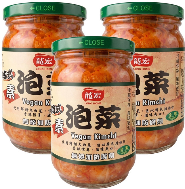 龍宏 韓式泡菜, 380g, 3罐