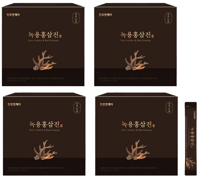 천호엔케어 녹용홍삼진 스틱 선물세트 60p + 쇼핑백, 720ml, 4개