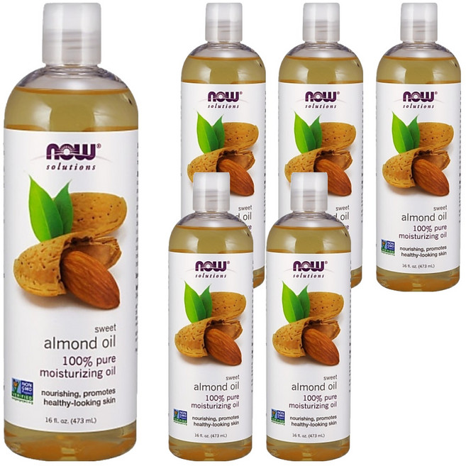 NOW Foods 純甜杏仁保濕油/基底油, 473ml, 6瓶