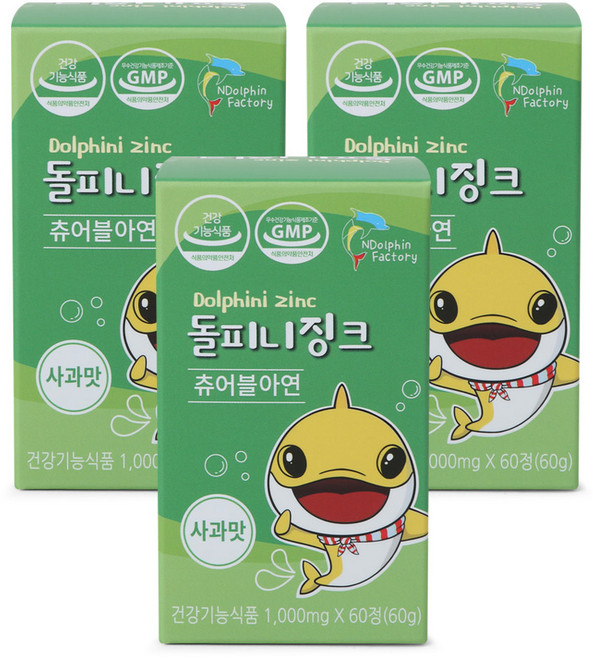 엔돌핀팩토리 돌피니징크 아연, 60정, 3개