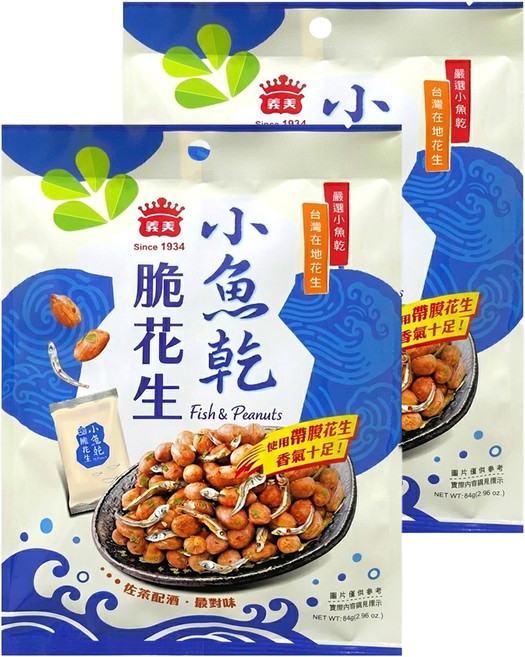 義美 小魚乾脆花生, 84g, 2袋