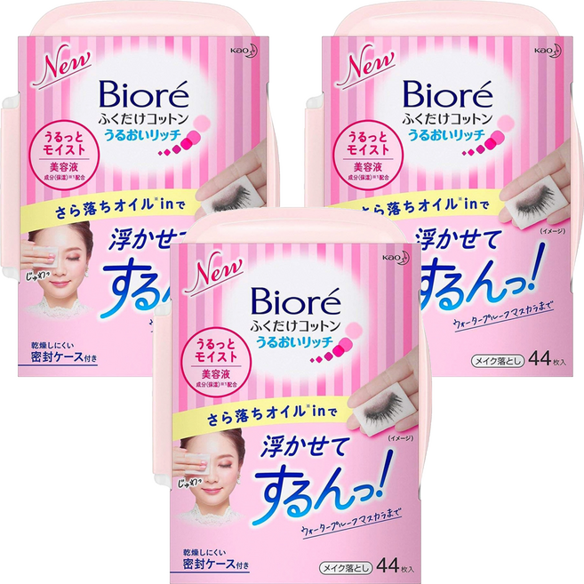 Biore 蜜妮 頂級深層卸粧棉 水嫩保濕型, 44片, 3包