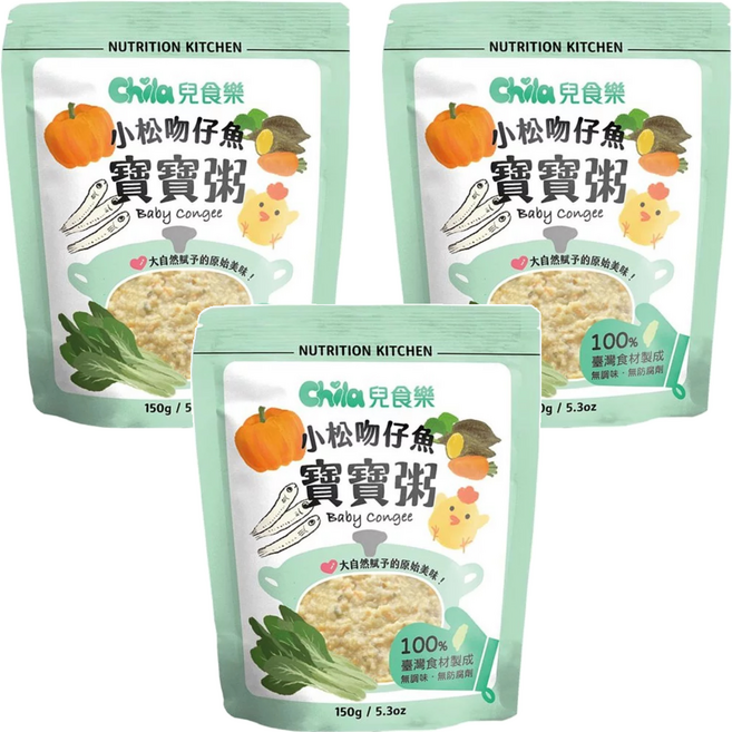 Chila 兒食樂 寶寶粥 小松吻仔魚, 150g, 3包