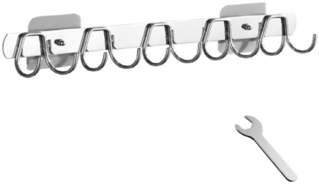 주방 다용도 조리 도구 걸이 + 스패너 세트, 은색, 1세트