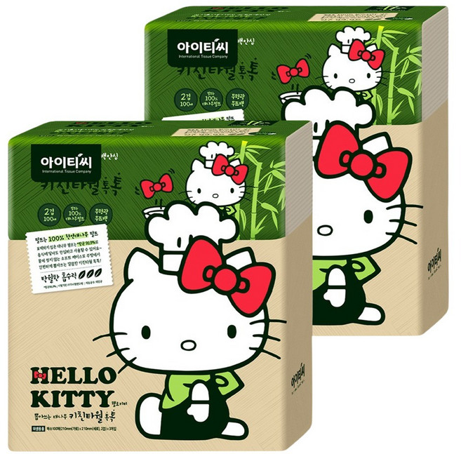ITC 헬로키티 뽑아쓰는 대나무 키친타월, 100매, 6개