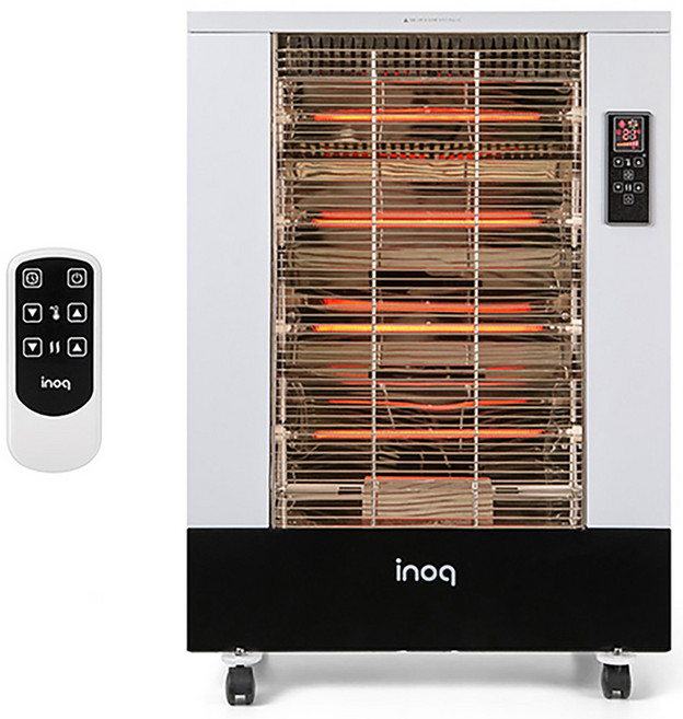 이노크아든 리모컨형 업소용 4단 카본 전기 온풍히터, IA-I100BG, 화이트 + 블랙