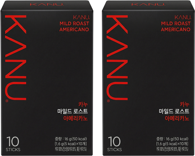 KANU 經典美式黑咖啡 mild roast, 1.6g, 10條, 2盒