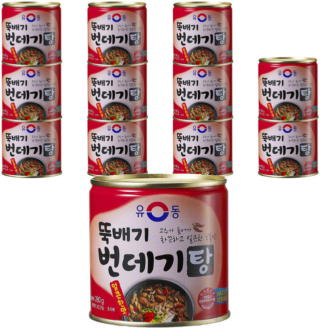 유동 뚝배기 번데기탕 얼큰한맛 통조림, 280g, 12개