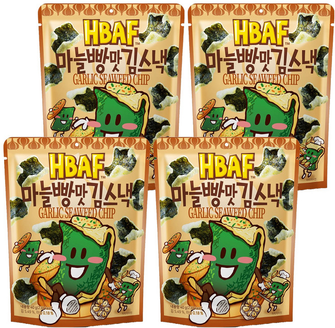 바프 마늘빵맛 김스낵, 40g, 4개