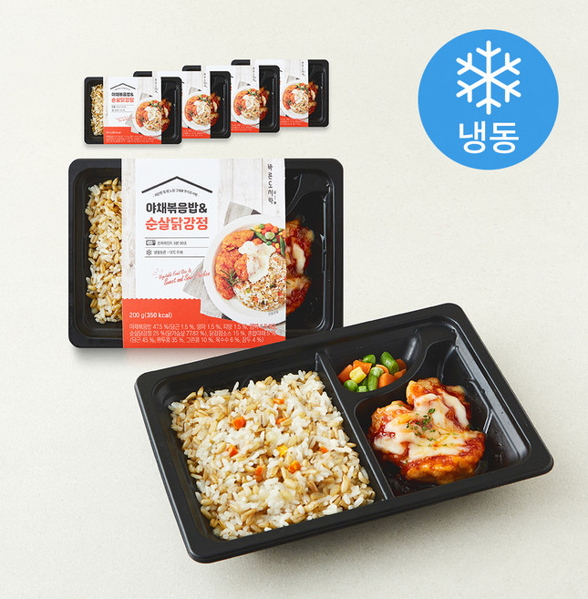 바르닭 바른도시락 야채볶음밥 & 순살닭강정 (냉동), 200g, 5개