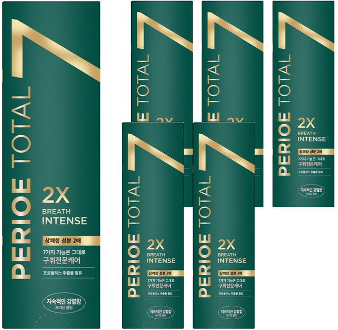 페리오 토탈7 인텐스 X2 프리징 쿨링 치약, 120g, 6개