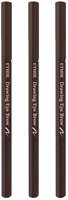 ETUDE 素描高手造型眉筆 0.25g, 01 深棕色 Dark Brown, 3支