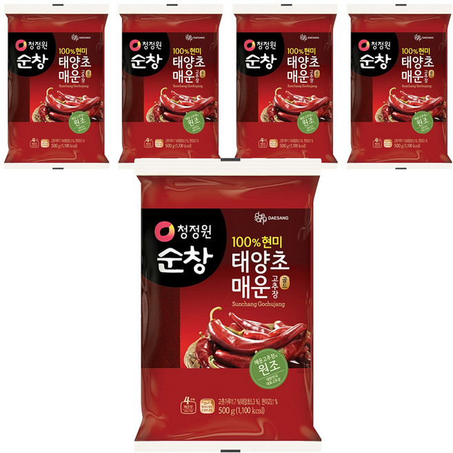 청정원순창 태양초 매운고추장 골드, 500g, 5개