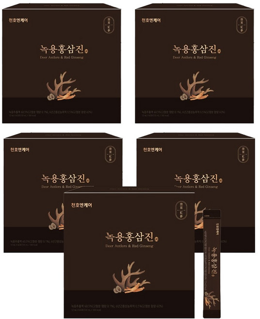 천호엔케어 녹용홍삼진 스틱 선물세트 60p + 쇼핑백, 720ml, 5개