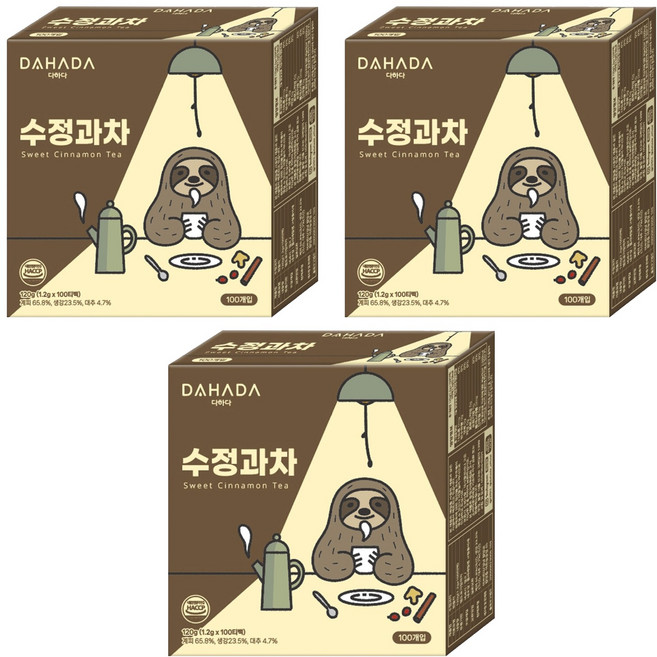 다하다 수정과차, 1.2g, 100개입, 3개