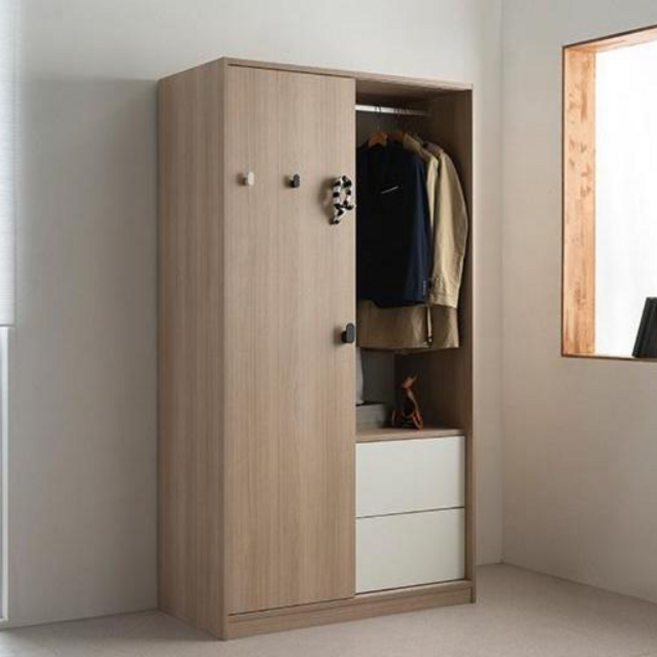 리바트 마이온 슬라이딩도어 옷장 서랍형 1200 방문설치, 내츄럴