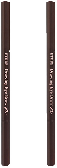 ETUDE 素描高手造型眉筆 0.25g, 01 深棕色 Dark Brown, 2支