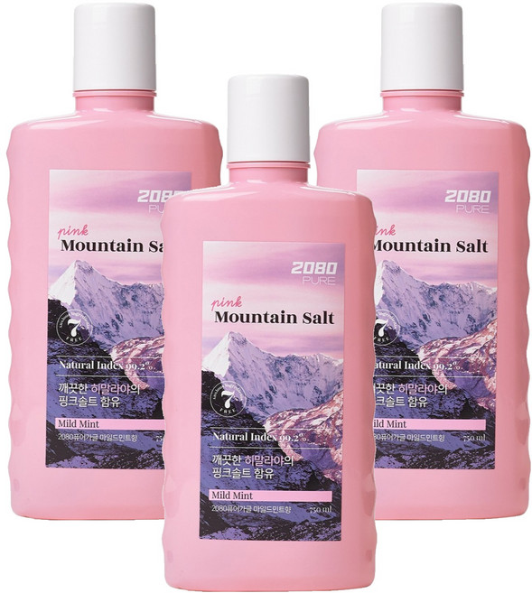 2080 퓨어 핑크솔트 가글, 750ml, 3개