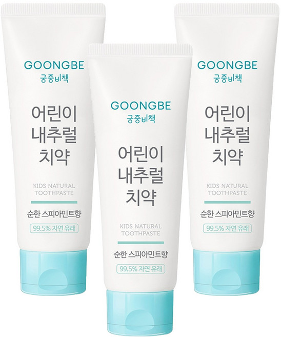 궁중비책 어린이 내추럴 치약 스피아민트향, 80g, 3개