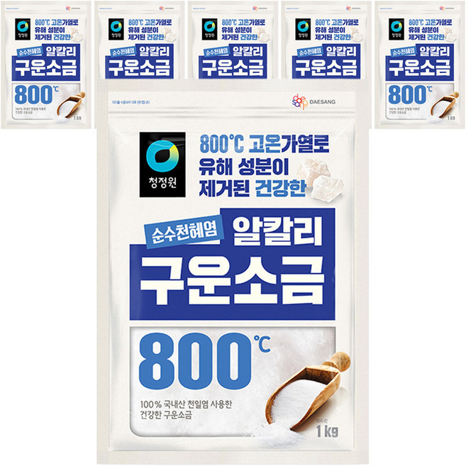 청정원 순수천혜염 알칼리 구운소금, 1kg, 6개