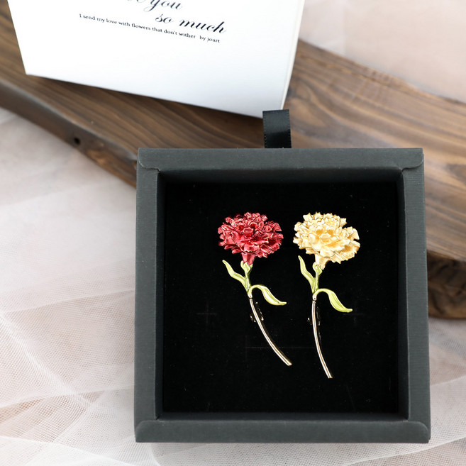 조아트 어버이날 카네이션 브로치 2종 + 핸들케이스 세트, 파스텔레드 + 파스텔골드, 1개