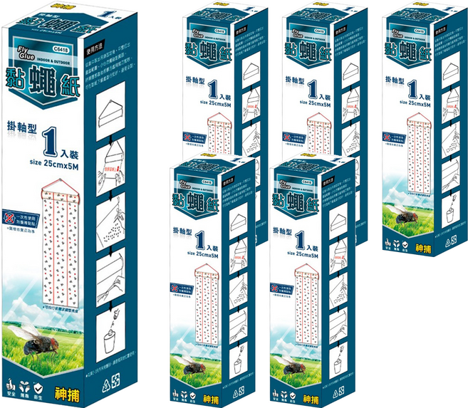 神捕 黏蠅紙 掛軸型 0.25 x 5m, 8g, 6個