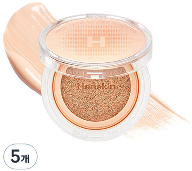 한스킨 누디 씬 쿠션 파운데이션 12g, 퓨어 크림, 5개