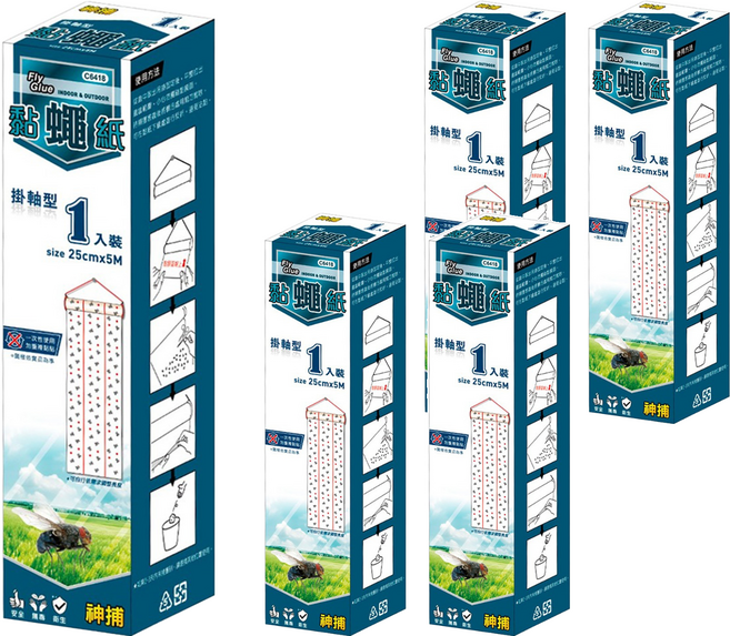 神捕 黏蠅紙 掛軸型 0.25 x 5m, 8g, 5個