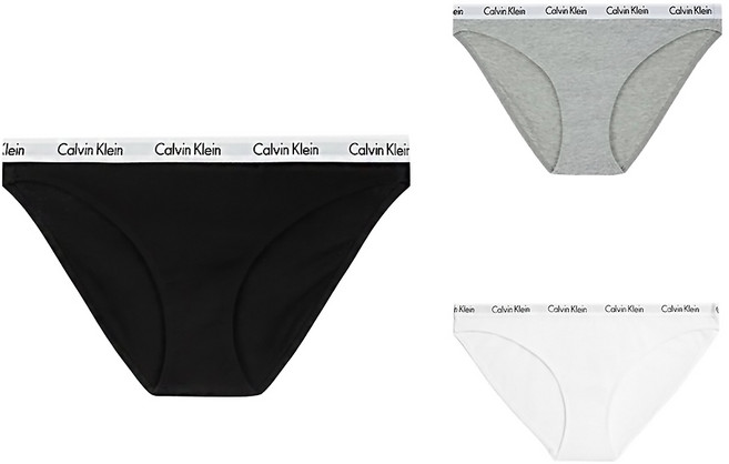 Calvin Klein 凱文克萊 underwear Carousel Cotton Bikini 女性三角褲3件組 基本款, 灰色 + 黑色 + 白色