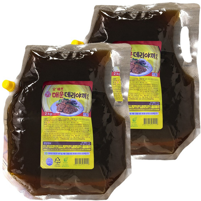오뚜기 오쉐프 매운데리야끼 소스, 2kg, 2박스