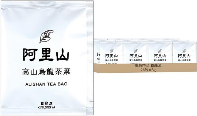 龍源茶品 鑫龍源 阿里山烏龍茶包, 3g, 25包, 1組