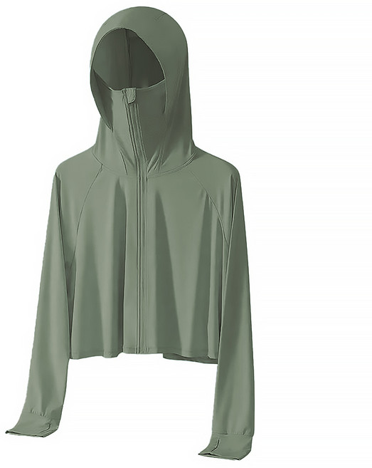 涼感防曬連帽外套, 綠色