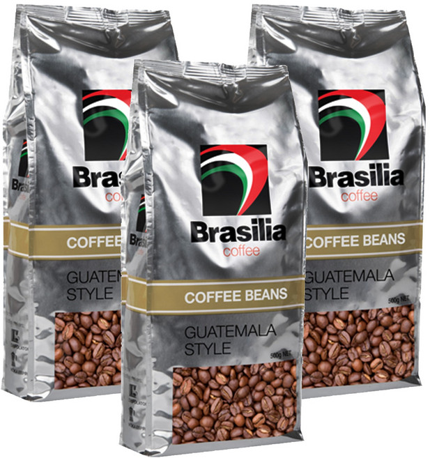 Brasilia 巴西里亞 咖啡豆 瓜地馬拉風味, 咖啡豆(無研磨), 500g, 3包
