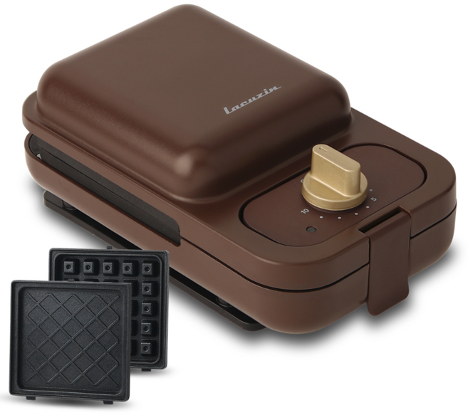 라쿠진 에센셜 2in1 타이머 와플 샌드위치 메이커, LCZ1072CH(초콜릿)