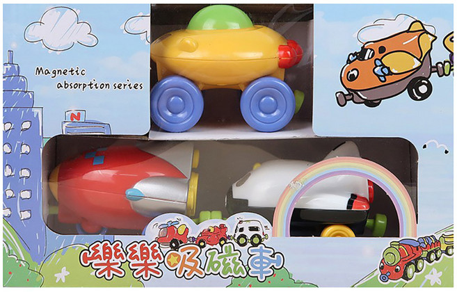 kidmate 孩子王 樂樂吸磁飛船 12個月以上, 黃色 + 紅色 + 白色, 1盒