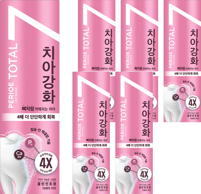 페리오 토탈7 인텐스 치아강화 치약 클린민트, 120g, 6개