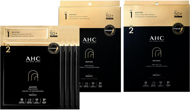 AHC 마스터즈 프로 패치 + 아쿠아 리치 선크림 SPF50+ PA++++ 4p, 8g, 2개