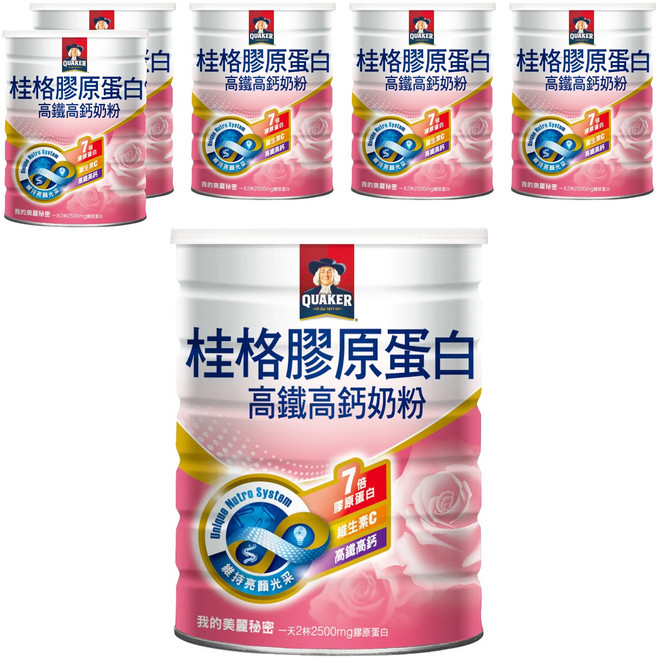 QUAKER 桂格 膠原蛋白高鐵高鈣奶粉, 1.5kg, 6罐
