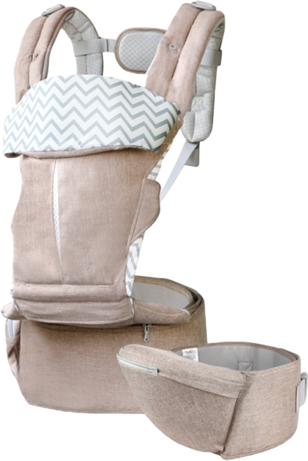 PUKU 藍色企鵝 Triple+ 三合一全方位腰凳揹巾 適用於4個月以上嬰兒 最大承重15公斤, 米杏色