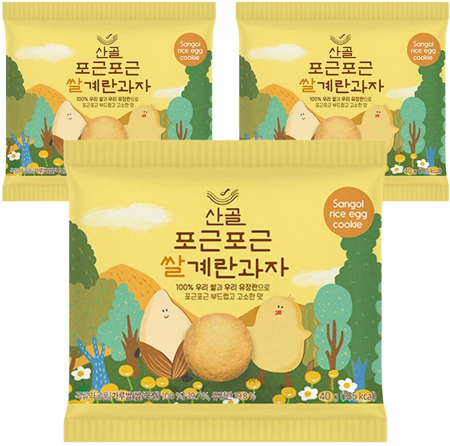 에코맘의산골이유식 산골쌀쿠키, 쌀계란, 40g, 3개 - 쿠팡