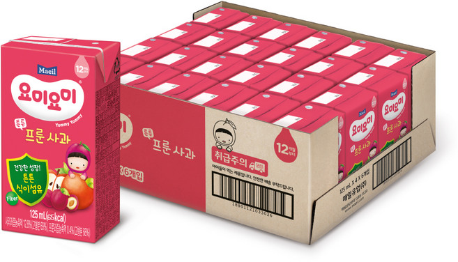 요미요미 튼튼 프룬 사과 125ml, 24개