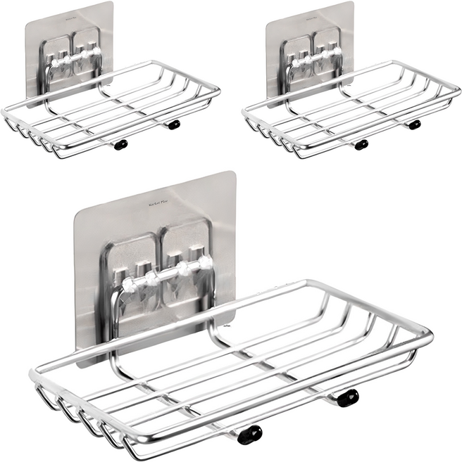 마켓플랜 무타공 2in1 비누 트레이, 3개