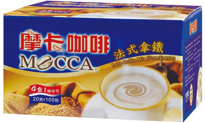 MOCCA 摩卡 法式拿鐵咖啡隨身包, 20g, 100包, 1盒