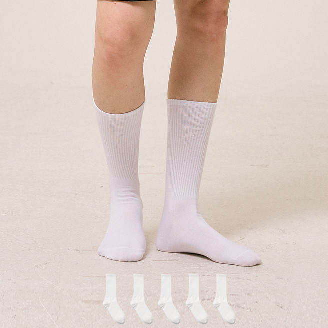 1996스탠다드 여성용 롱 골지 크루 삭스 긴 양말 5켤레 세트