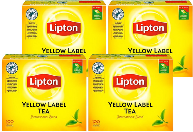 Lipton 立頓 黃牌紅茶, 2g, 100包, 4盒
